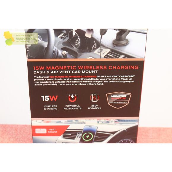 Monster 15Watt Wireless Charging Car Mount Dash and Vent - Picture 4 of 6